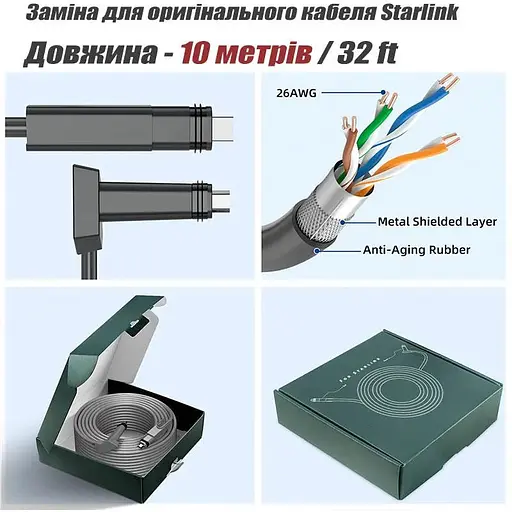 Кабель-смена Starlink 10 м 32 ft V2 - фото 3