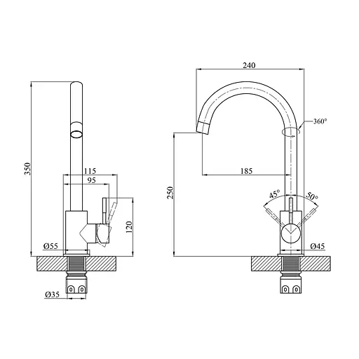 Смеситель для кухни Agua Acero-INOX035 CV023285 Хром матовый - фото 2