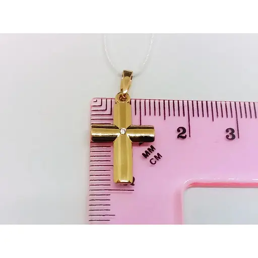 Золотой крестик Столичная Ювелирная Фабрика с фианитом. 440561 - фото 3