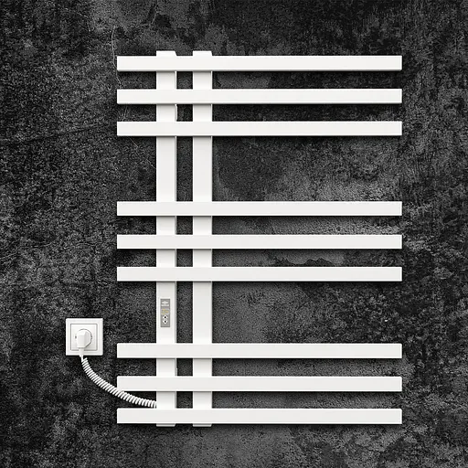 Электрический полотенцесушитель Kosser Браш 800x600 EL тайм. белый ДБ01ELW, Белый матовый, Левое - фото 2