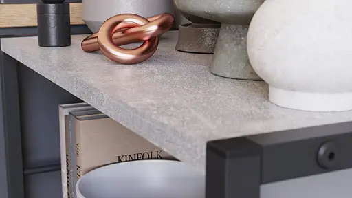 Этажерка 3/60 Ferrum-decor Серии Коннект 75x60x28 черный ДСП Бетон 16мм (FRD-104256) - фото 2