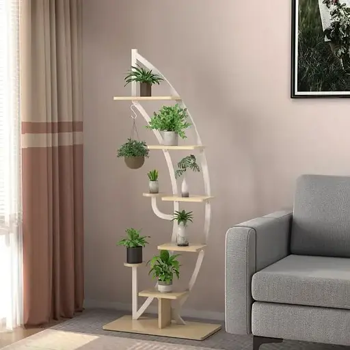 Стелаж для квітів Costway Ruta у формі півмісяця білий - фото 2