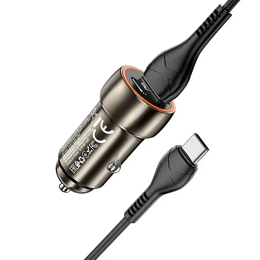 Адаптер автомобильный HOCO Type-C Cable Blue whale car charger set Z46A набор коричневый - фото 8