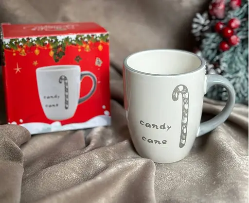 Чашка керамічна Lefard 858-0035 Цукеркова тростина новорічна 330 мл Біла - фото 4