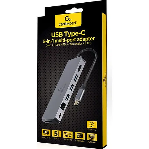 USB-Хаб Cablexpert A-CM-COMBO5-05, USB Type-C 5-в-1 (A-CM-COMBO5-05) - фото 4