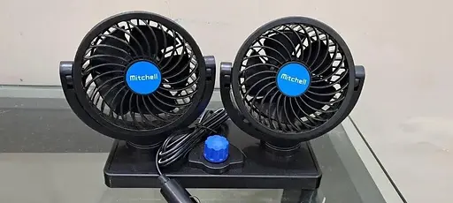 Двойной портативный настольный мини вентилятор Portable Fan F30 автомобильный USB 8-15Вт 360° Черный - фото 6
