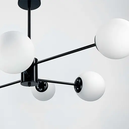 Мінімалістична люстра на 8 білих матових плафонів Line.F CD 111/8 BK - фото 4