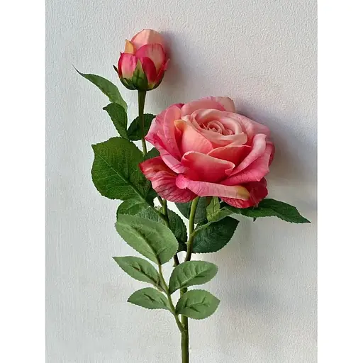 Троянда штучна Deluxe Real Touch на стеблі 65 см латекс  рожева