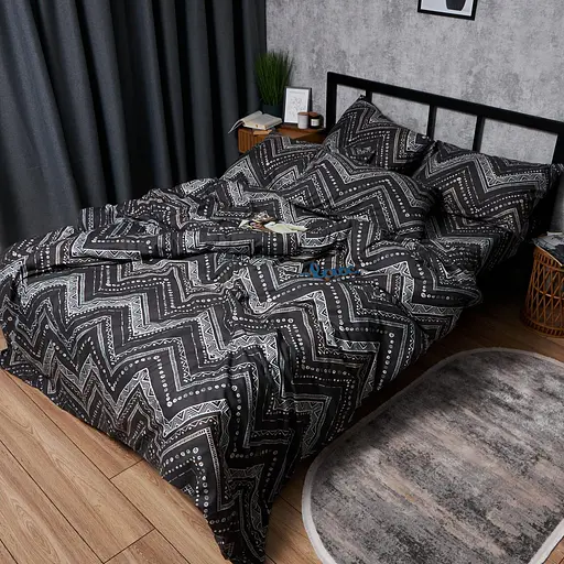 Комплект постельного белья Moon&Star Микросатин Premium Geometric Grace Семейный 143х210х2 наволочки 4х50х70 - фото 3