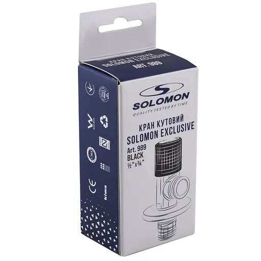 Кран кутовий кераміка Solomon Exlusive 1/2″X3/4″ 989 Black ( 1шт.) - фото 4