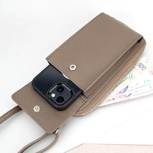 Кошелек с чехлом для телефона с ручкой на плечо Virginia Conti 03047 темный тауп - фото 2