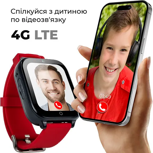 Смарт-часы JETIX DF100 Pro c 4G видеозвонком, виброзвонком и влагозащитой IP67 - Red - фото 2