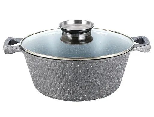 Кастрюля алюминиевая мраморное индукционная покрытие Zauberg 24 см 3.6 л серая (YS 8024 G) - фото 1