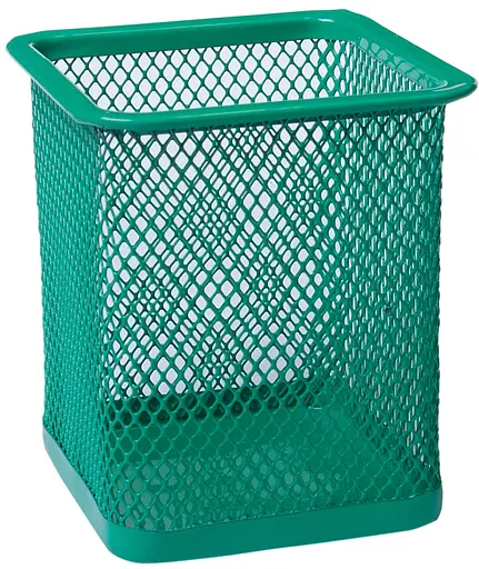 Подставка для ручек квадратная, металлическая, зеленый