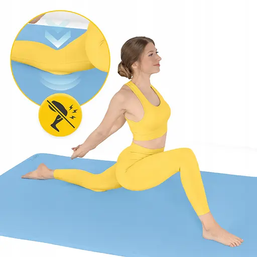 Коврик (мат) спортивный 4FIZJO TPE Gigant 200 x 125 x 2 см для йоги и фитнеса Sky Blue (P-5907739318985) - фото 4