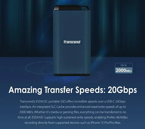 Transcend Портативный SSD 1 ТБ USB 3.2 Gen 2x2 Type-C ESD410C - фото 4