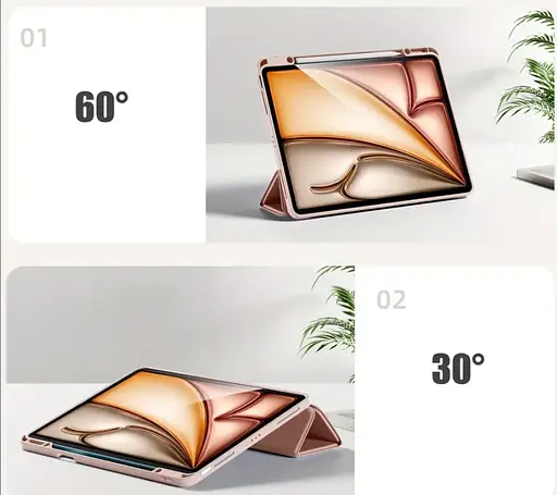 Чехол-книжка CDK для Apple iPad Air 13" M3 2025 экокожа/силикон Smart Case cлот cтилус (017899) pink sand - фото 5