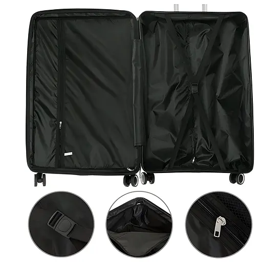 Набір тканинних валіз 3в1 з кодовим замком та телескопічною ручкою сірий (80-3M) - фото 2