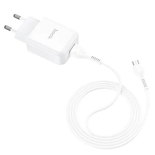 Адаптер сетевой HOCO Micro USB cable Vigour N2 белый - фото 1