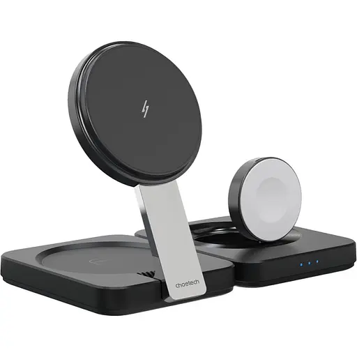 Беспроводное зарядное устройство Choetech T636-F Qi2 3in1 Foldable Magsafe Wireless Charger Black [127160] - фото 2