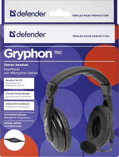 Наушники Gryphon HN-750 Black (63750) Defender teh0021857 - фото 2