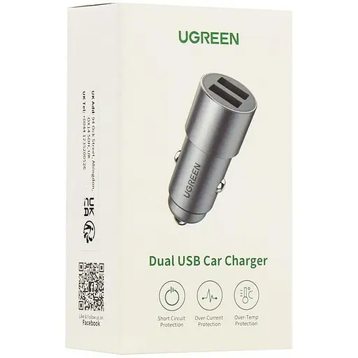 Автомобильный адаптер - зарядный Ugreen CD130 24 W 2 порта USB-A (50592) алюминиевый - фото 7