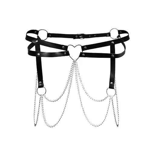 Кожаный пояс декорирован цепочками Art of Sex - Becky, размер XS-M, цвет Черный - фото 3