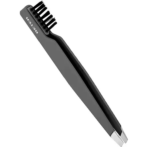 Пінцет Beter скошений кінчик зі щіточкою для брів - фото 1