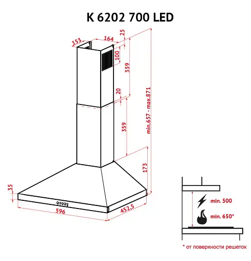 Вытяжка купольная Perfelli K 6202 WH 700 LED - фото 11