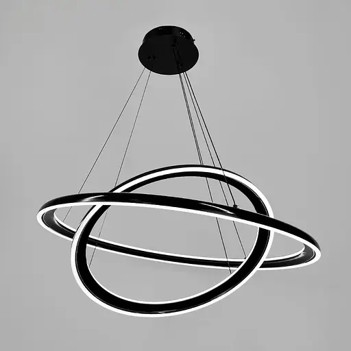 Современная подвесная люстра с двумя черными кольцами Ø 80+60 см Line F | Ст. MJ341-800+600 BK - фото 5