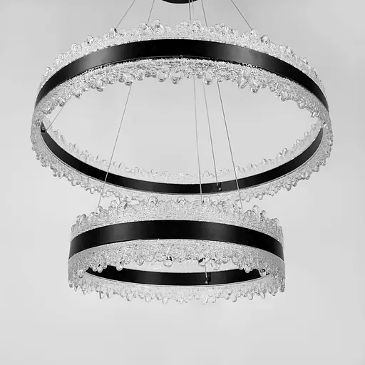Волшебная подвесная люстра в черном корпусе с двумя кольцами Ø 60+40 см | Ст. MJ304-600+400 BK | Line F - фото 4