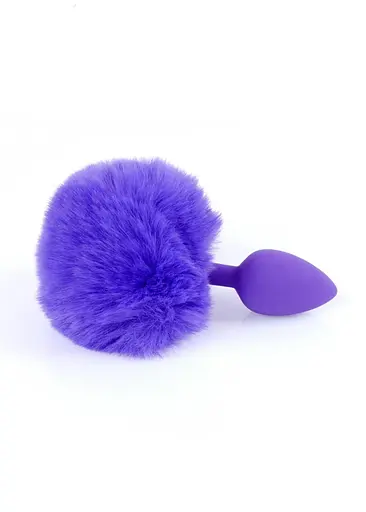 Анальна пробка Boss Jewellery Silicon Bunny Tail 6.5 см (фіолетовий) - фото 4