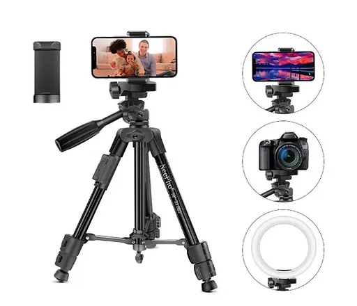 Универсальный штатив NeePho NP-3160S не съемная площадка + держатель + пульт (30-68.5см) Черный - фото 2