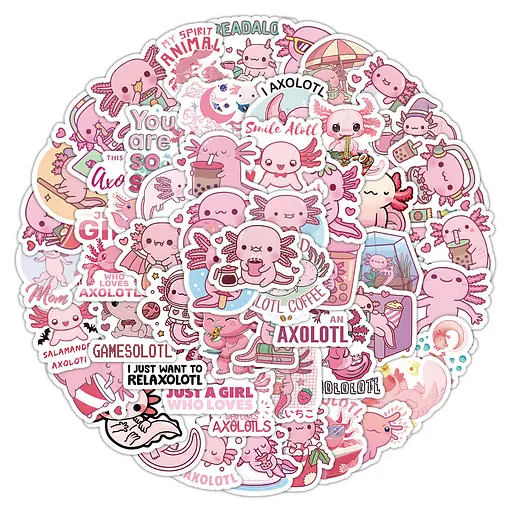 Стікерпак Аксолотль Набір наклейок GeekLand Axolotl 100 штук - фото 1