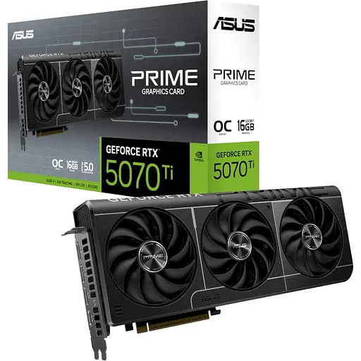 Видеокарта GeForce RTX 5070 Ti ASUS PRIME OC 16Gb GDDR7 256-bit HDMI/3xDP 2527/28000 MHz 16-pin (PRIME-RTX5070TI-O16G) - фото 1