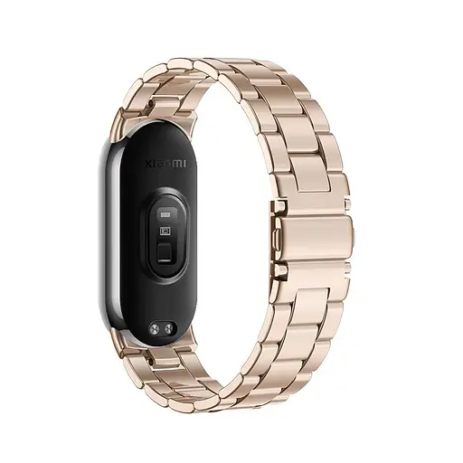 Ремешок для фитнес-браслета Tamister для Xiaomi Mi Band 8 и 9 Type C металлический с застежкой розовое золото - фото 4