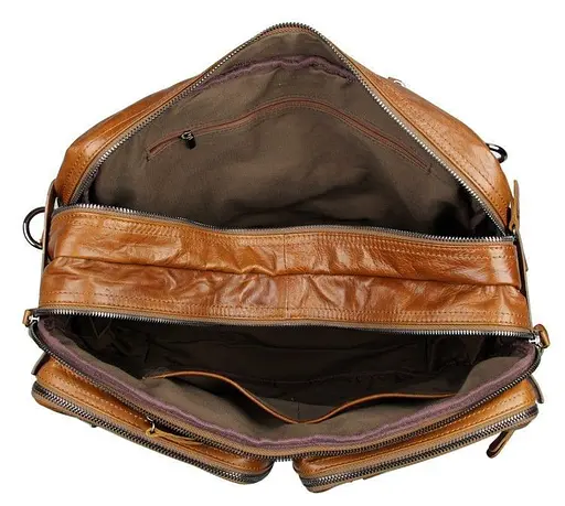 Чоловіча шкіряна сумка John McDee 27х15х38 см sum0026643 - фото 9