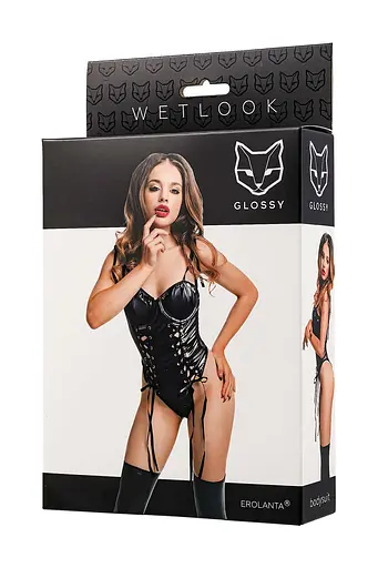 Боді Glossy Amilia wetlook XL (чорний) - фото 4