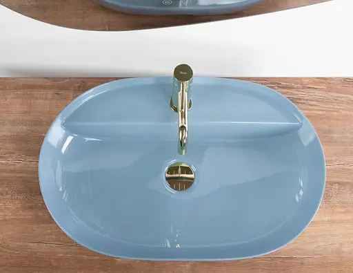 Умивальник Rea Aura 61 blue shiny накладний REA-U6618, Синий - фото 3