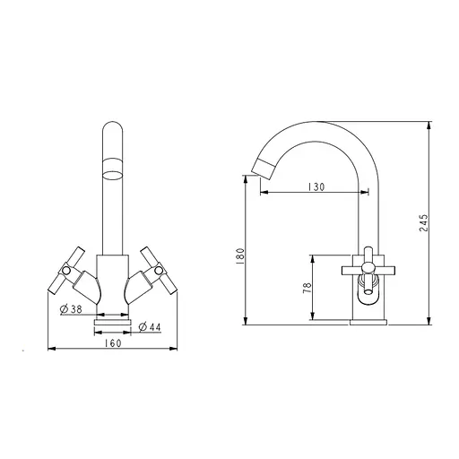 Смеситель для кухни Lidz Wind 161F двухвентильный LDWIN161FNKS46098 Nickel Нержавеющая сталь - фото 2