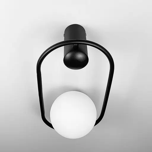 Настенный черный светильник с белым плафоном Line F Арт. W078/1 BK - фото 4