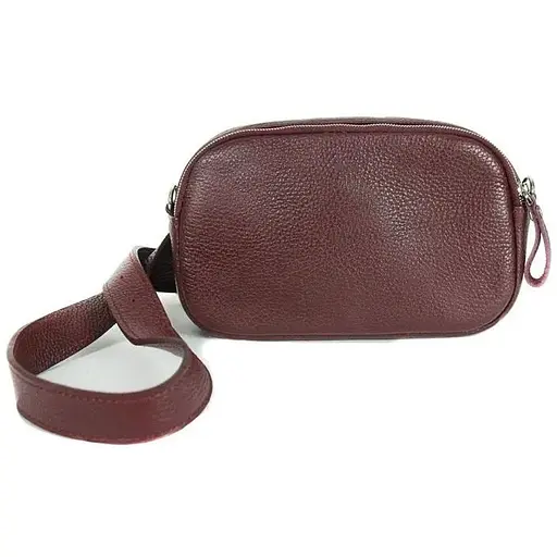 Шкіряна сумка поясна / кроссбоді Holly бордова флотар - фото 1