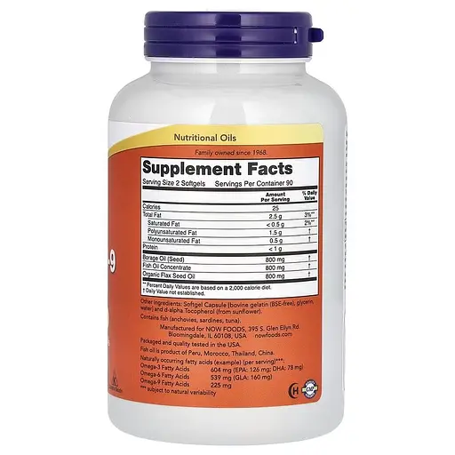 Супер Омега 3-6-9 1200 мг у м'яких капсулах №180 Now Foods Super Omega 3-6-9 - фото 2