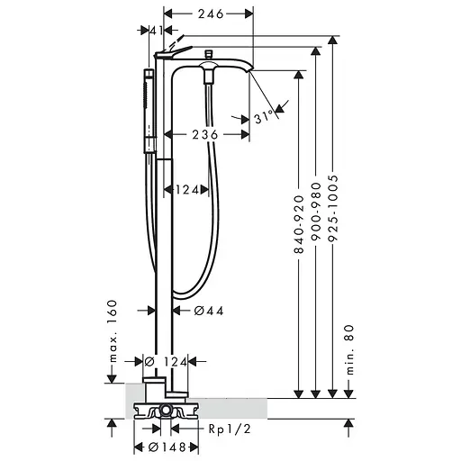 Смеситель для ванны Hansgrohe Vivenis 75445700 белый матовый - фото 2