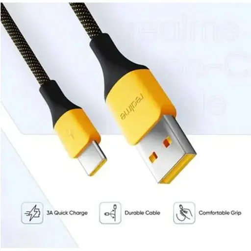 Кабель Data Cable Fast Charging 27W / 3A 1m USB на Type-C / USB-C для Realme (RMW2189) yellow - фото 3