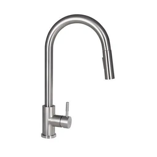 Смеситель для кухни Lidz Aria 04U-SFS с выдвижным изливом Никель - фото 1