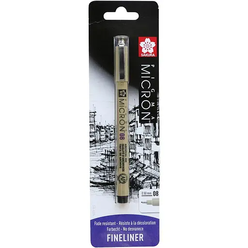 Лайнер Pigma Micron (0.8) 0.5 мм Черный Sakura - фото 1