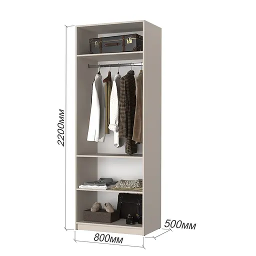 Шафа 2-дверна з антресоллю MebelStar Оскар ДСП BL-B, комплект полиць 80x52x260 см Дуб рістрето (MBS-4794) - фото 3