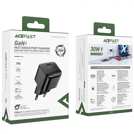 МЗП Acefast A77 mini PD30W GaN (1USB-C) Black - фото 6