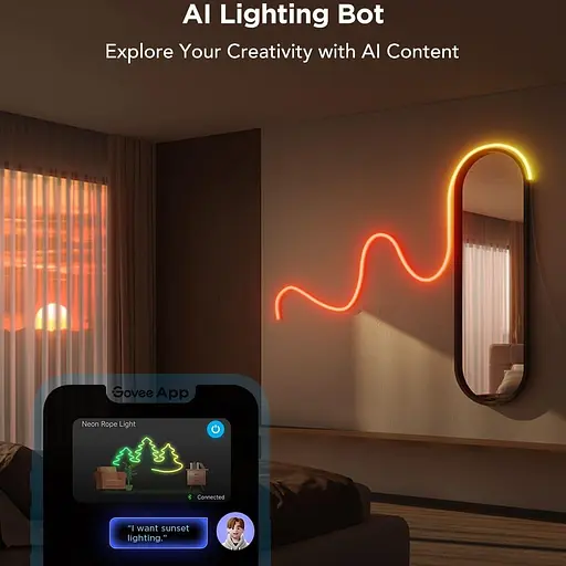 Стричка свитлодиодна розумна Govee H61D3 Neon Rope Light 2, 3м, RGBIC, WI-FI/Bluetooth, билий - фото 2